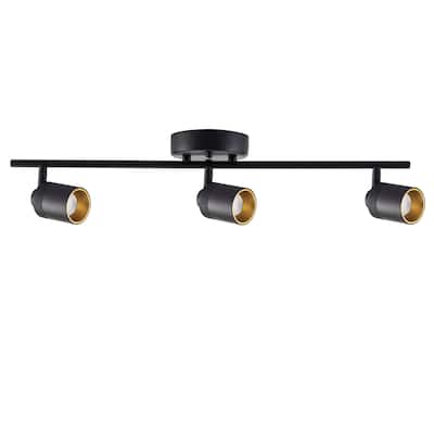 VidaLite Modern LED Track Light Fixture, 7W Three Bulb Fixed Rail with Rotating Heads, 3000K Spotlight, 1470 Lumens, Black