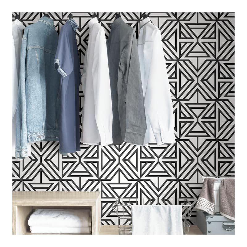 NuWallpaper Black Linear Peel & Stick Wallpaper - 216in x 20.5in x 0.025in