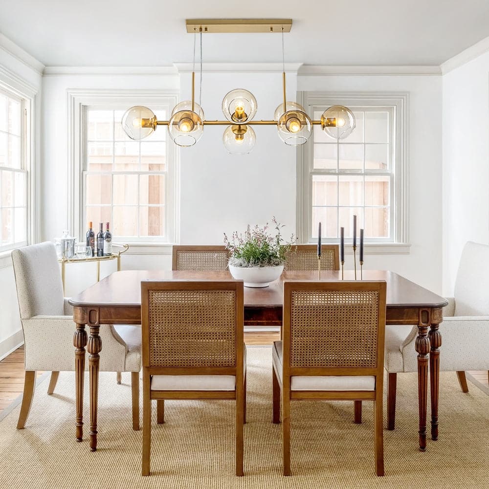 Mid Century Gradient Glass 8-Light Hanging Chandelier for Dining Room - 39.4 in
