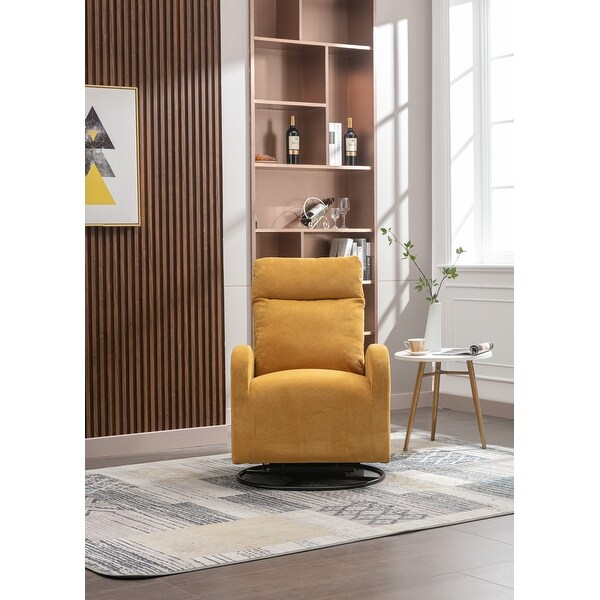 Swivel Rocking Accent Chair with Left Bag for Livingroom Yellow