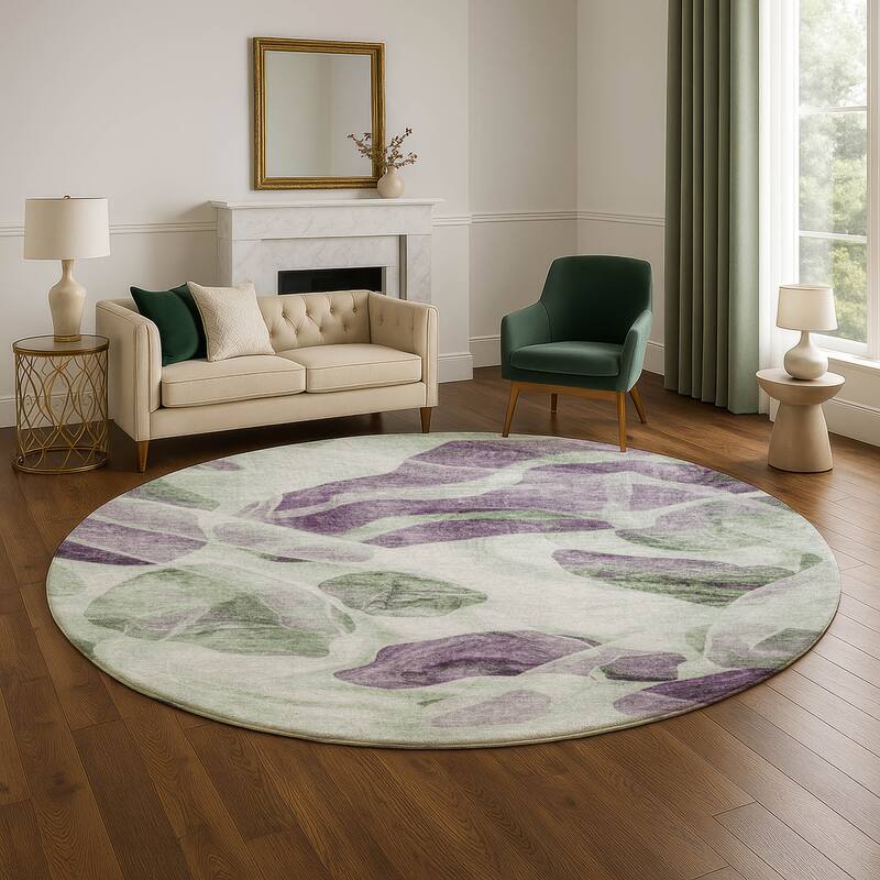 Premium Washable Super Soft Contemporary Jenna Mayfield Rug - Aloe - 8' x 8'