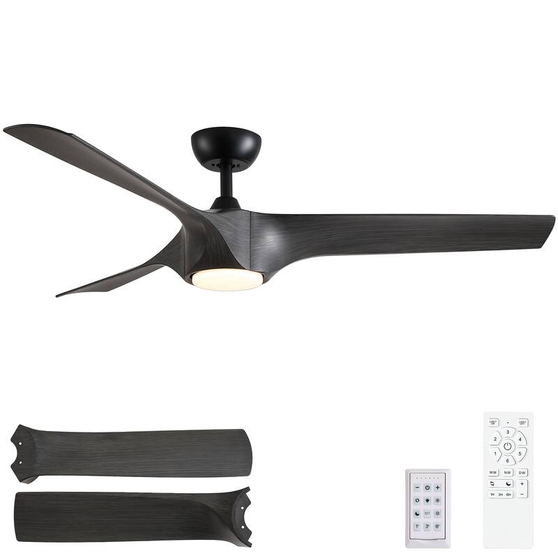 YUHAO 56 inch 6 Speed Quiet DC Motor Indoor Matte White Ceiling Fans with Lights and Remote Control