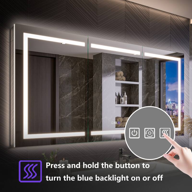 Modland 48"-72"W x 36"H Lighted Bathroom Medicine Cabinet with Backlit & Frontlit Modes,Anti-Fog