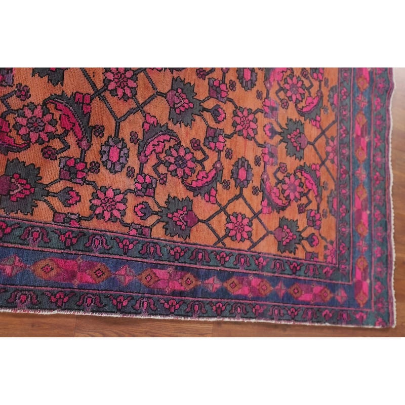 Over-Dyed Sirjan Persian Vintage Runner Rug Handmade Wool Carpet - 3'11"x 9'10"