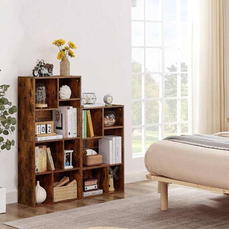 VECELO Wide Wood Organizer Bookcase Sets