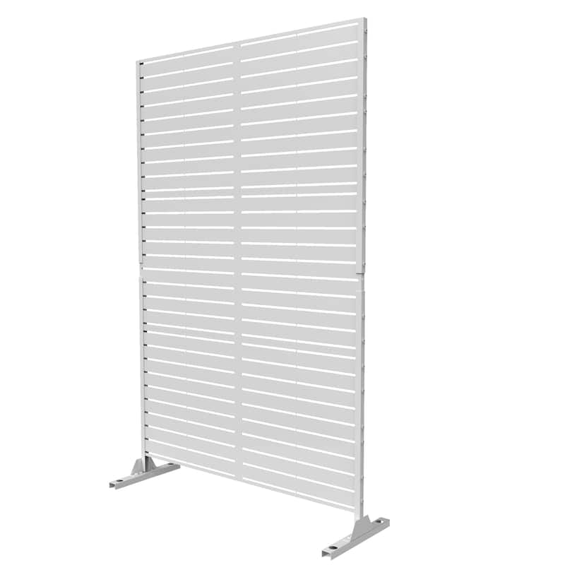 Outdoor Metal Privacy Screen Panel Free Standing - Louvered - White&Louvered