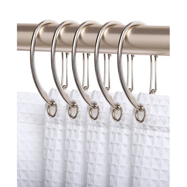 Utopia Alley Rustproof Zinc Shower Curtain Rings for Bathroom, Set of 12 - Brushed Nickel