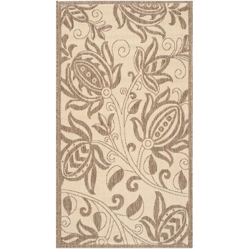 SAFAVIEH Courtyard Nasima Indoor/ Outdoor Patio Backyard Rug - 2'7" x 5' - Natural/Brown