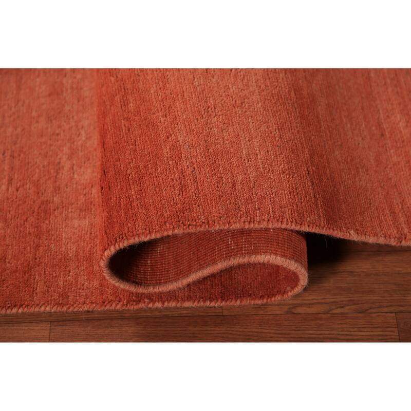 Orange Solid Gabbeh Modern Area Rug Handmade Wool Carpet - 5'7" x 7'7"
