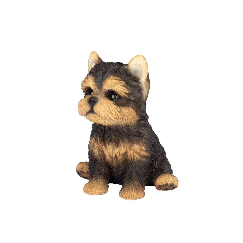 Sitting Yorkshire Terrier Puppy Outdoor Garden Statue - 6.5"