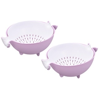 Kitchen Strainer Colander 2PCS Plastic Food Strainer Washing Basket
