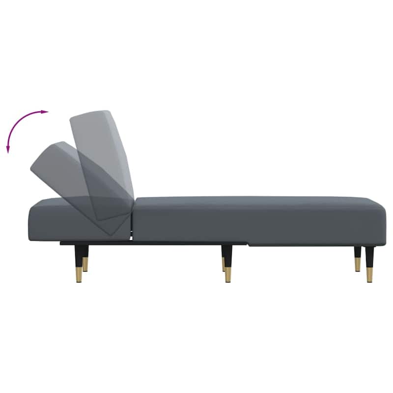 vidaXL Chaise Longue Dark Gray Velvet - 21.7" x 55.1" x 27.6"