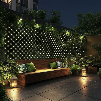 192 LED 6.6 ft x 9.8 ft Warm White LED Net Mesh Light for Indoor-Outdoor Use - 6.6 Feet x 9.8 Feet