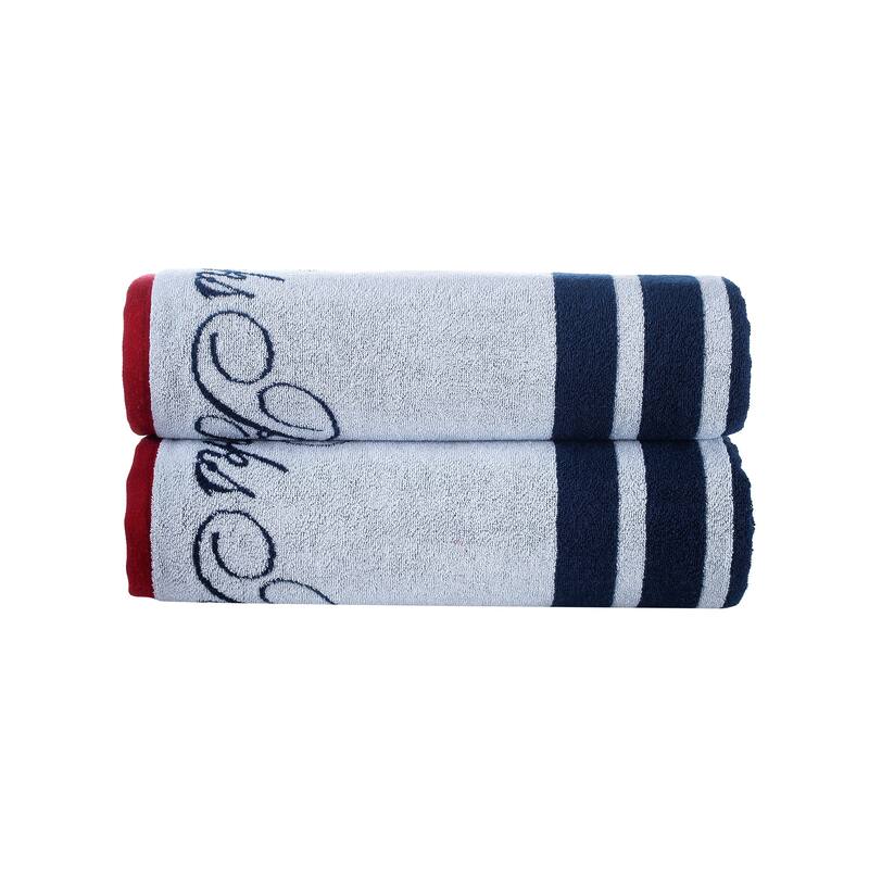 Brooks Brothers Nautical Blanket Stripe 2 pcs Bath Sheets - White