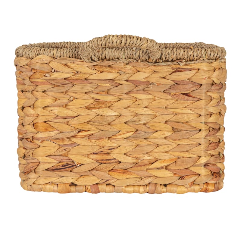 Household Essentials Handwoven Water Hyacinth and Seagrass Basket with Handles - 15.8"L x 9.8"W x 6.9"H