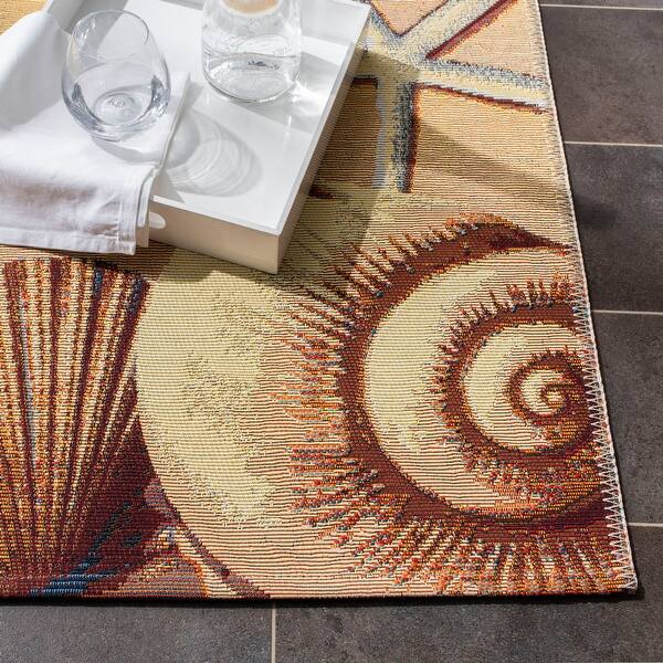 Shop Safavieh Barbados Sibilla Tropical Indoor Outdoor Rug Overstock 31270588 4 X 6 Gold Blue