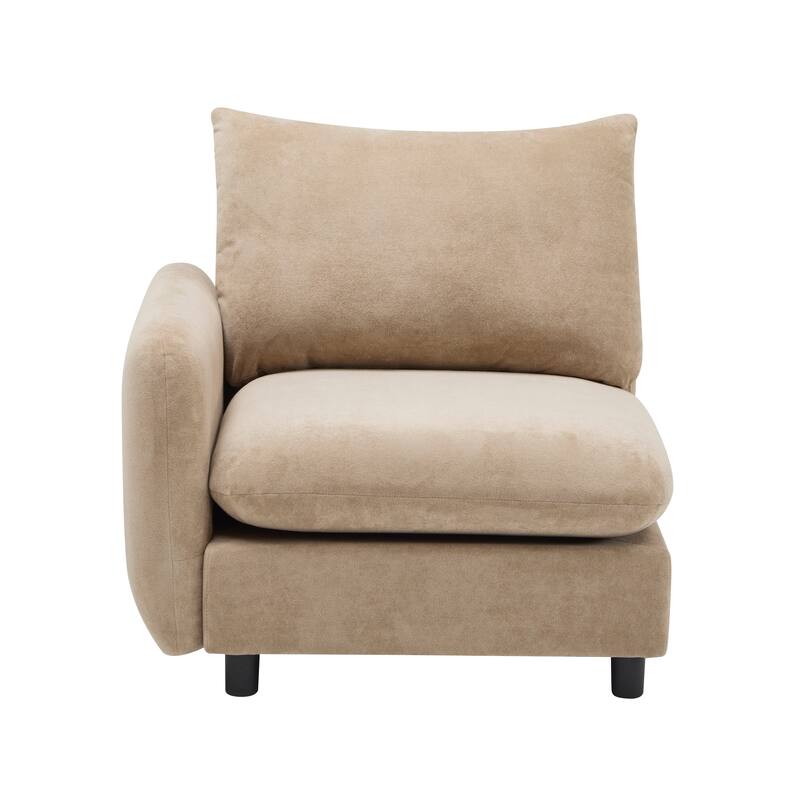 L Shaped Modular Sectional Sofa with Ottoman, Oversize Velvet Upholstered Sofa, 5 Seat Sofa with Removable Cushions