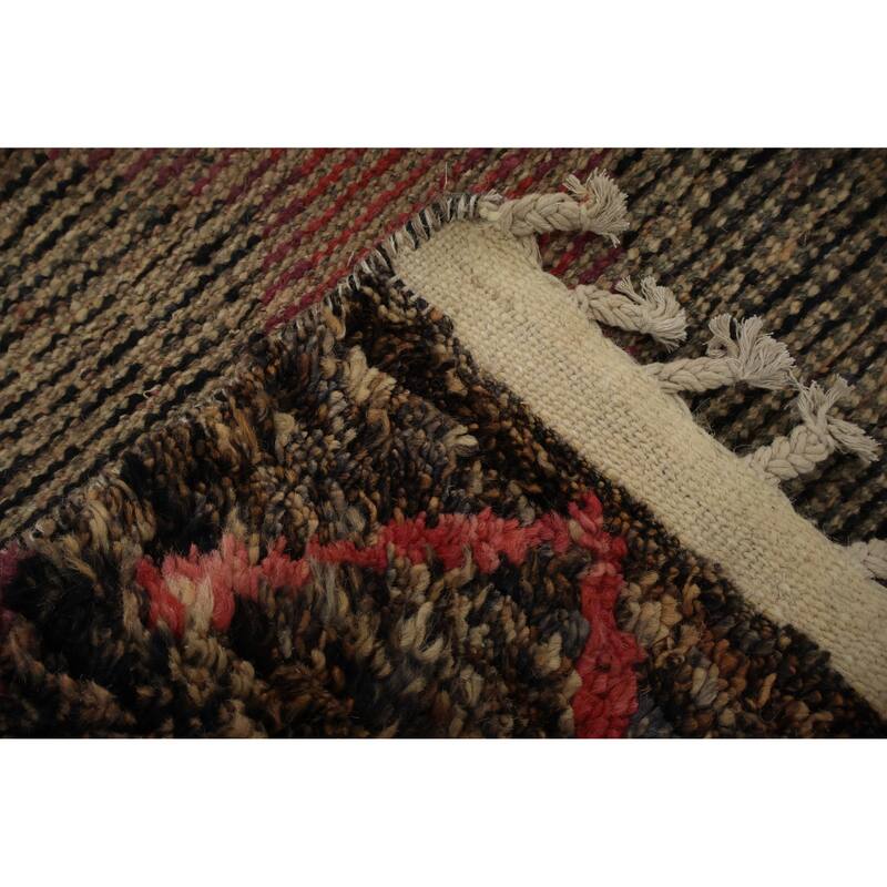 Hand Knotted Oriental 100% Wool Carpet Modern Tribal Brown Moroccan Area Rug - 10' 6'' X 6' 10''