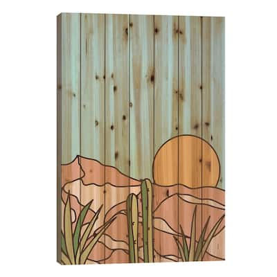 Minimal Desert sunset Print On Wood by Jay Stanley - Multi-Color