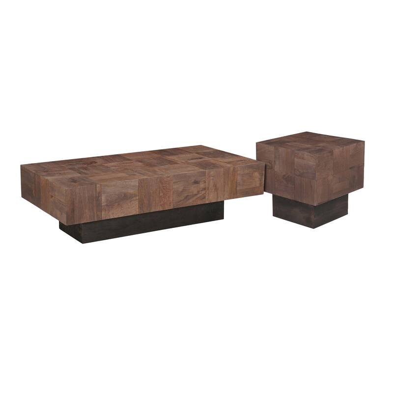 HomeRoots 22" Black And Brown Solid Wood Square End Table - 22.00 in. x 22.00 in. x 22.00 in.