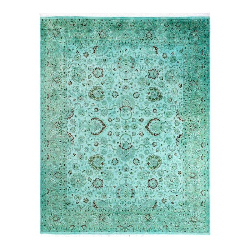 Overdyed, One-of-a-Kind Hand-Knotted Area Rug - Blue - 8' 1" x 10' 2"