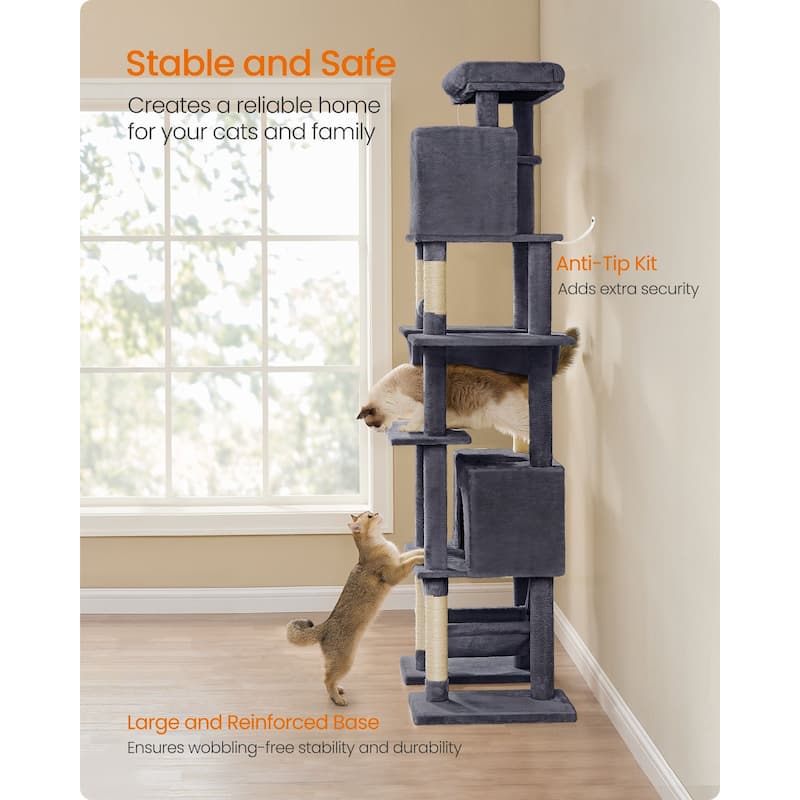 79.1 Inch Tall Cat Tree for Indoor Cats with Multilevel Design - 30.7"L x 18.9"W x 79.1"H