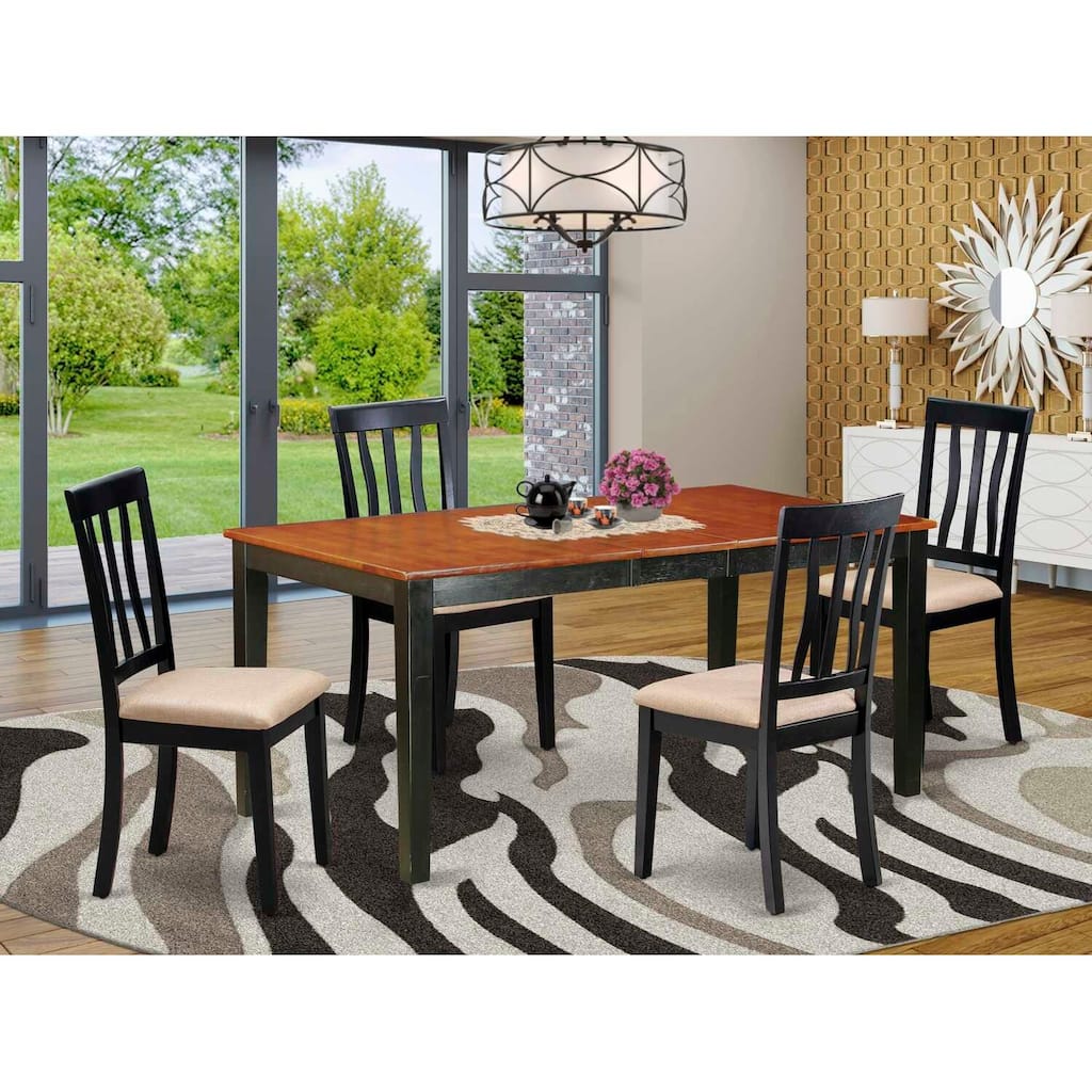 HomeStock 5-Pc Black and Cherry Finish Solid Wood Top - Dining Room Set - Seats 4