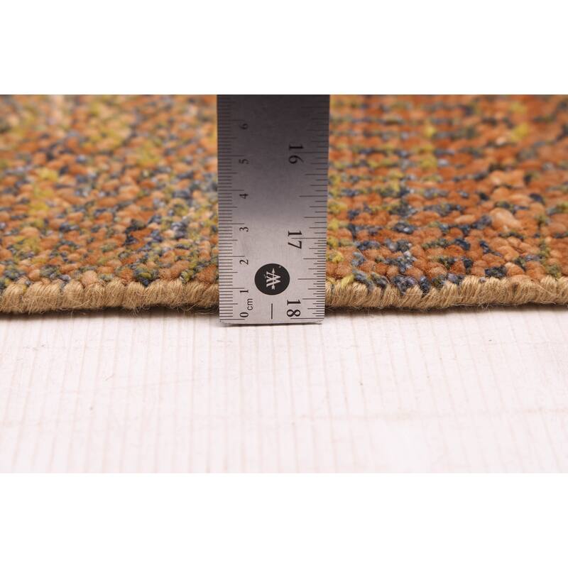 ECARPETGALLERY Hand-knotted Silk Shadow Light Brown Wool Rug - 4'0 x 11'10