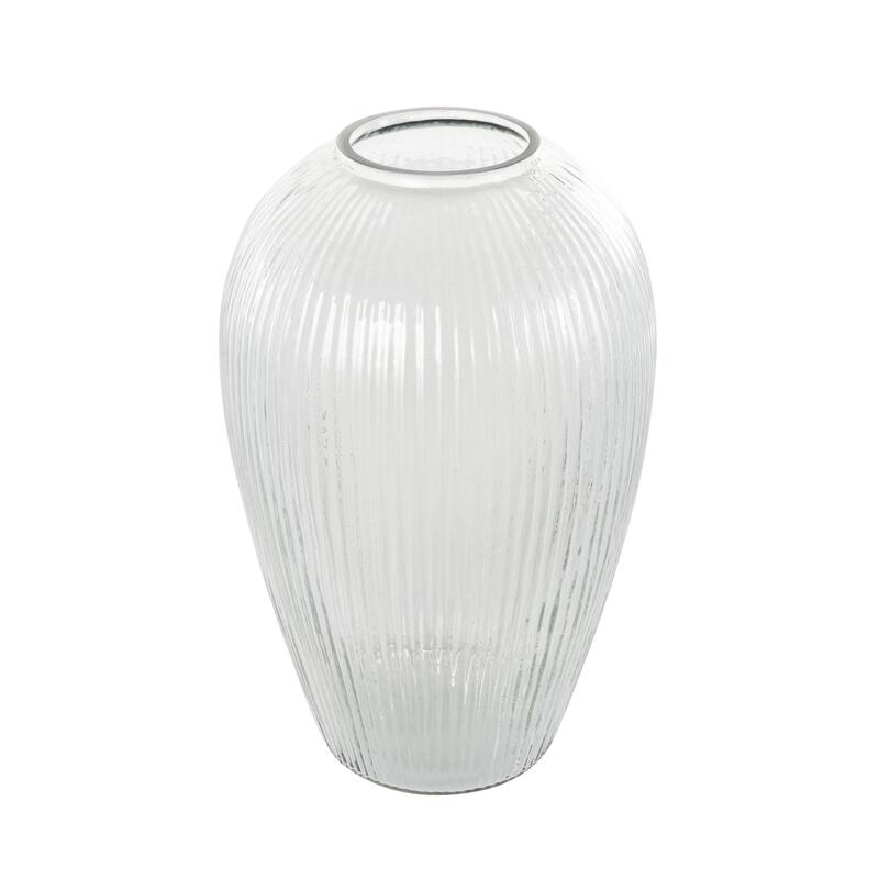 Glass Ribbed Decorative Vase - Clear - Roche River Decor