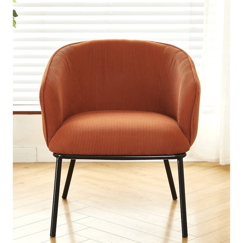 Mid Century Upholstered Black Leg Indoor Chair - Brown