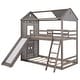 preview thumbnail 3 of 7, Antique Gray Twin Bunk Bed with Roof, Window & Slide