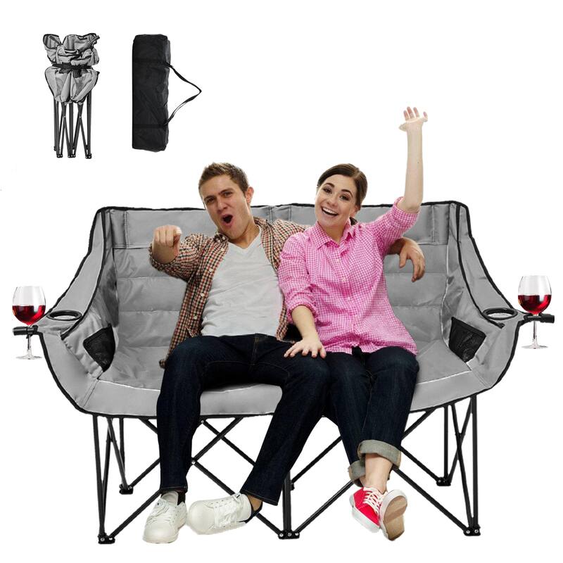 DoCred Oversized 2 Person Folding Fully Padded Camping Chair