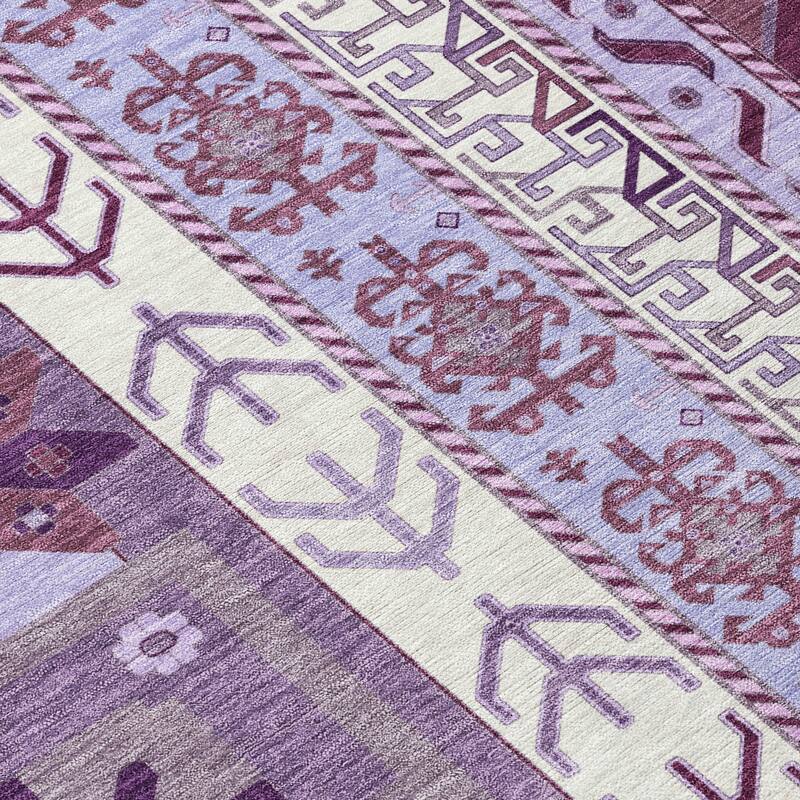 Machine Washable Indoor/ Outdoor Boho Tribal Chantille Rug