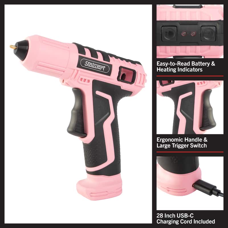 4V Cordless Glue Gun - Wireless Glue Gun Kit with 15 Second Warm-Up Time and 20 Glue Sticks - Crafting Essentials by Stalwart