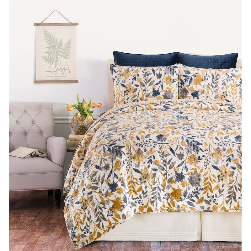 Natural Home Cotton Quilt Set - Reversible and Machine Washable
