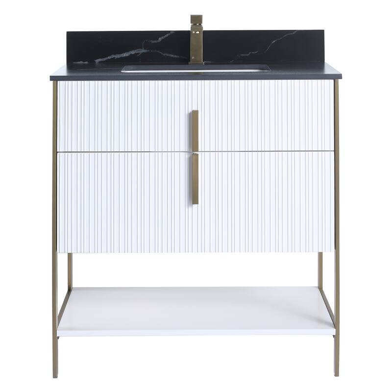Fine Fixtures Serenity Modern Bathroom Vanity with Black Sintered Stone Top