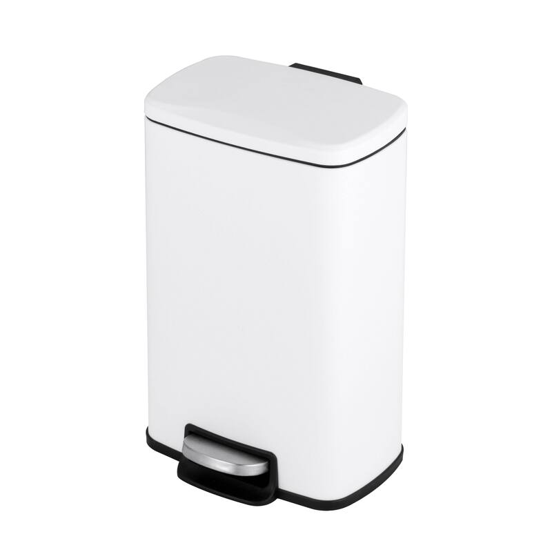 Innovaze 1.3 Gal./5 Liter Rectangular Step-on Trash Can for Bathroom and Office - White