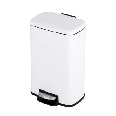 Innovaze 1.3 Gal./5 Liter Rectangular Matt White Step-on Trash Can for Bathroom and Office