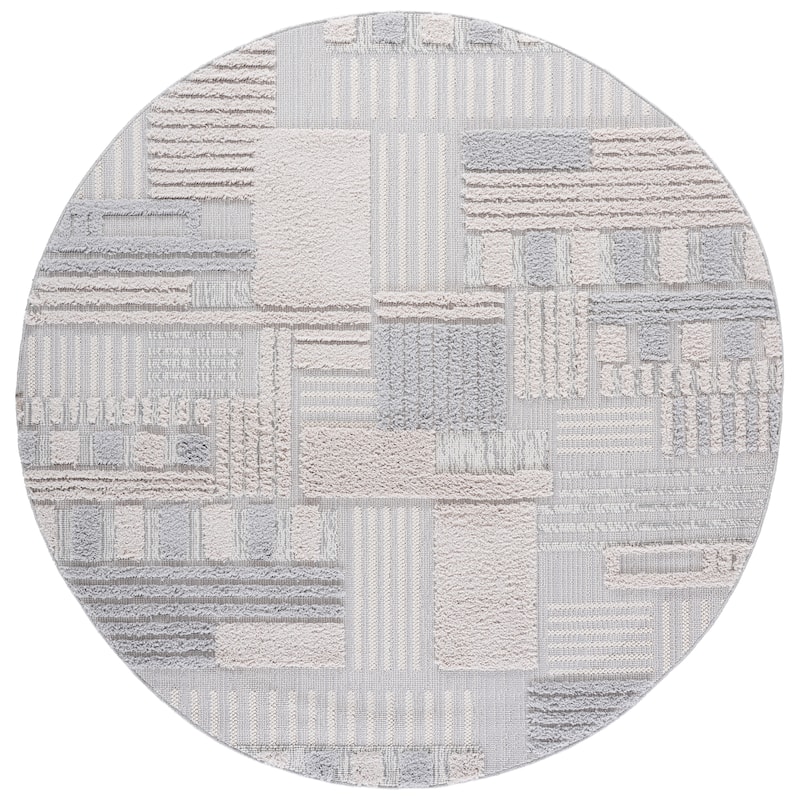 SAFAVIEH Trends Wilda Geometric Rug - 6'7" Round - Ivory/Grey