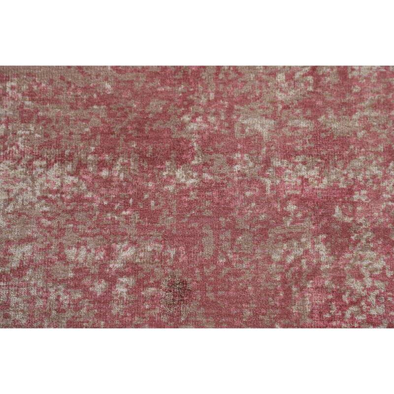 All-Over Pink Abstract Modern Area Rug Handmade Wool Carpet - 5'6" x 8'1"