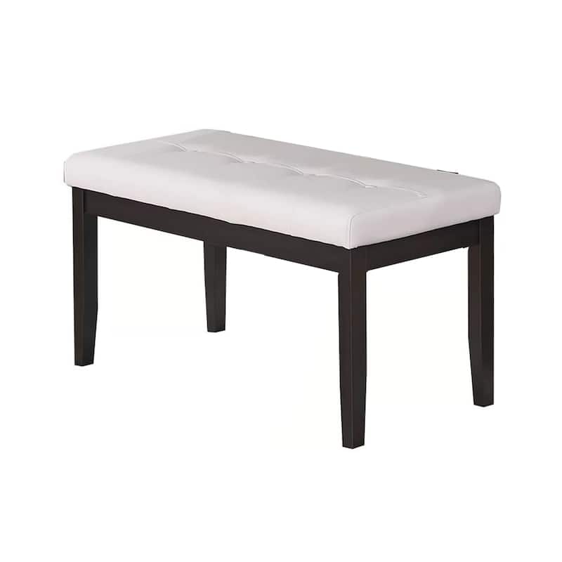 Wesley 5pc Dining Table Set, White Faux-Leather, Faux Marble, Cherry Brown