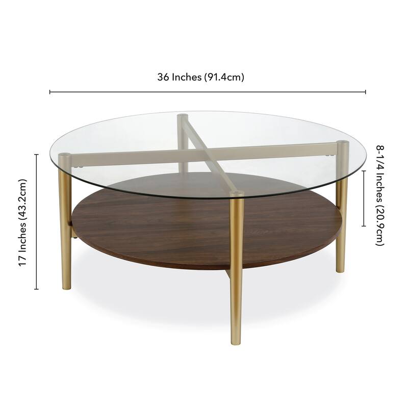 Otto 36" Wide Round Coffee Table with MDF Shelf - 36" Wide