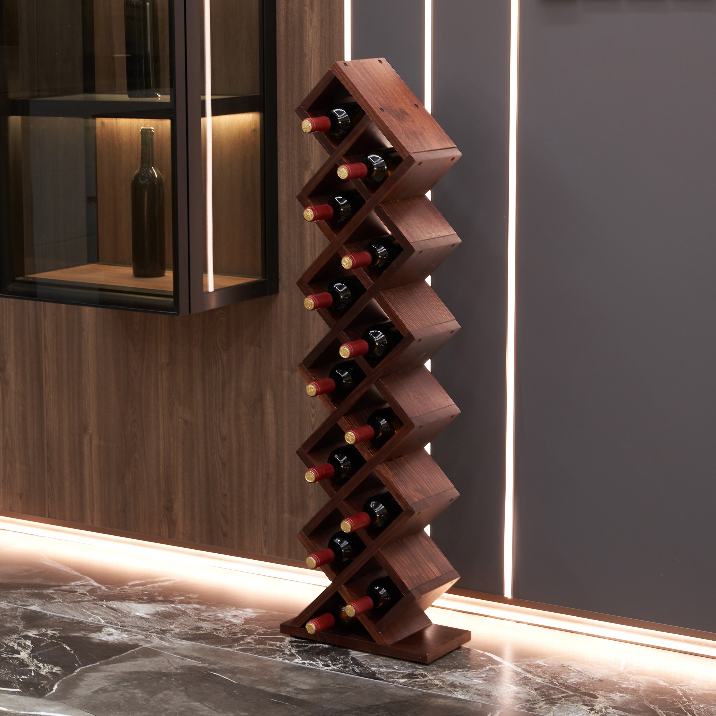 Vertical Z Wine Rack,Solid wood Wine Rack,Freestanding Wine
