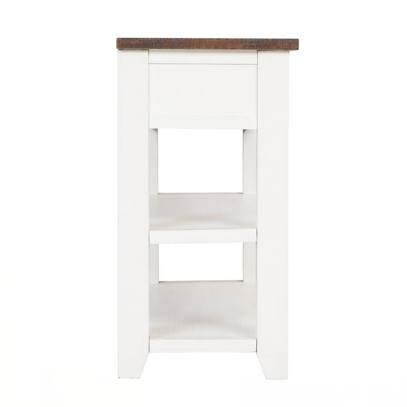 48'' Solid Pine Wood Top Console Table, Modern Entryway Sofa Side Table with 3 Storage Drawers and 2 Shelves