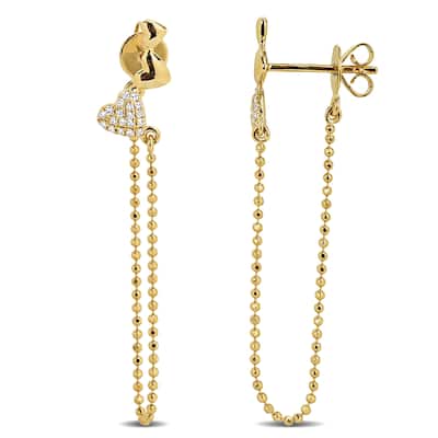 Miadora 1/7ct TW Diamond Drop Chain Earrings in 14k Yellow Gold