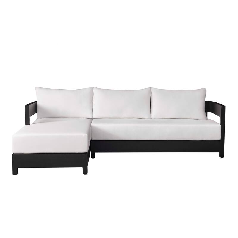 Abbyson Outdoor Santorini Modern Aluminum Sectional with Sunbrella Cushion