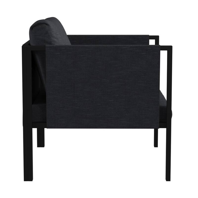 Steel Frame Patio Chair with Included Cushions & Storage Pockets
