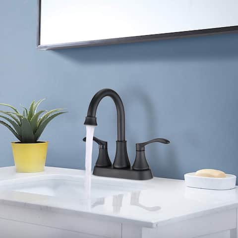 PROOX 4-inch Swivel Spout Centerset 3-hole Bathroom Faucet with Pop-up Drain