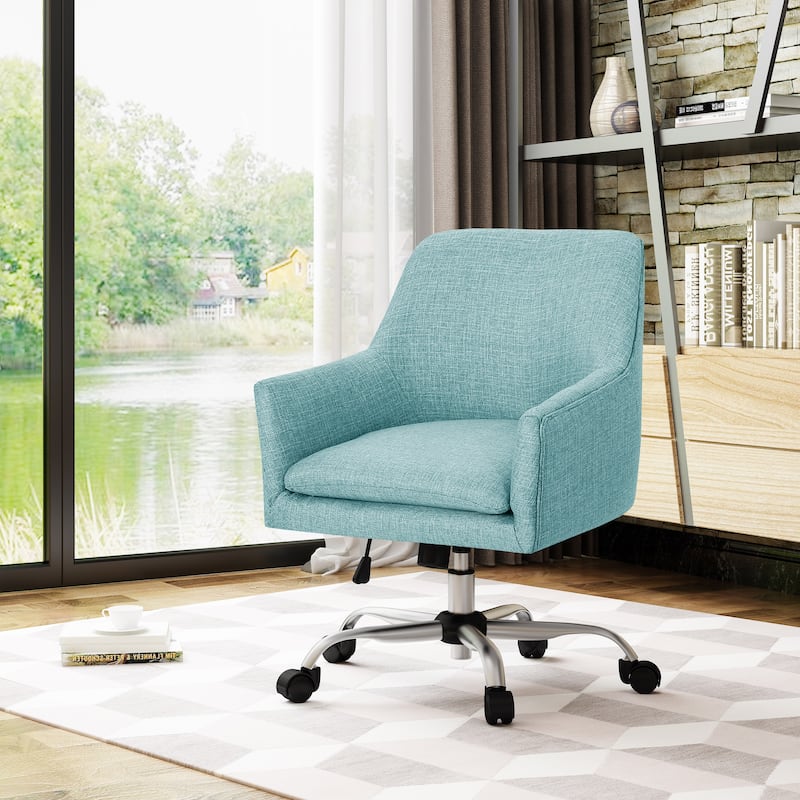 Johnson Mid Century Modern Fabric Home Office Chair with Chrome Base by Christopher Knight Home - N/A - Blue