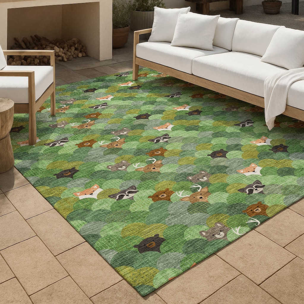 Machine Washable Indoor/ Outdoor Whimsy Critters Chantille Rug